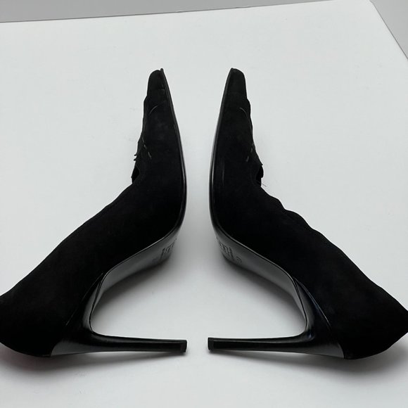 ❤️❤️Italian Suede Black Pump Heels Size 7 by Work In Progress - Picture 7 of 10